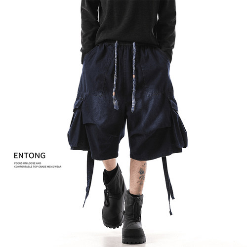 藏蓝色工装短裤男夏季