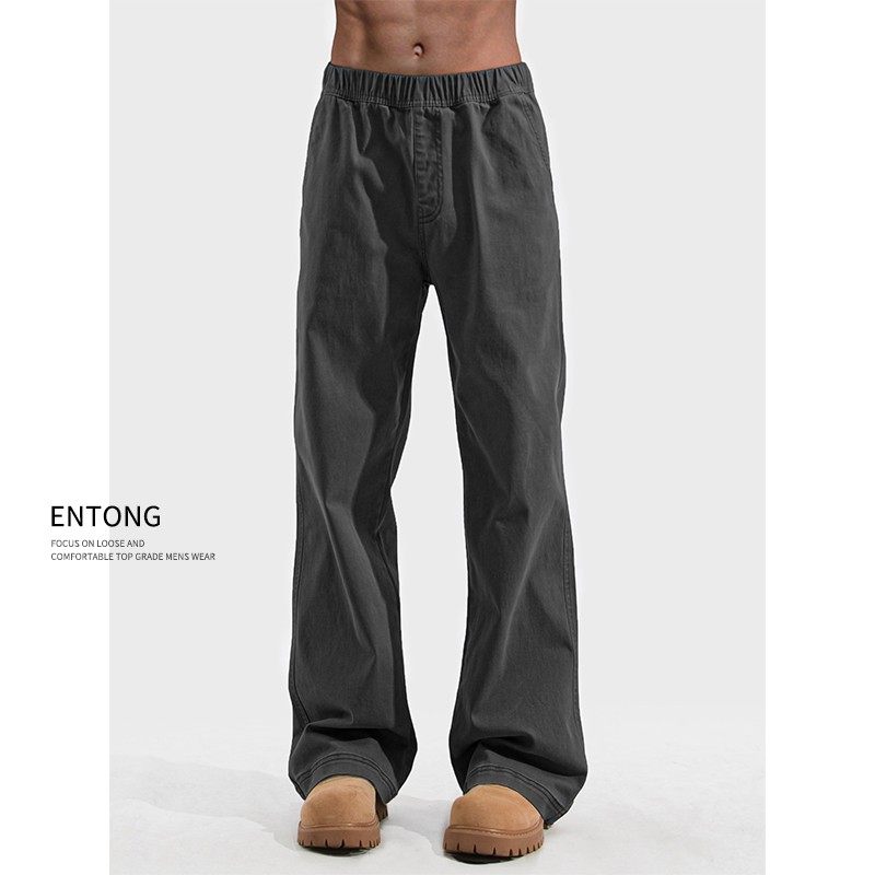 Entong复古深灰直筒休闲裤男春季美式高街百搭长裤98.9元