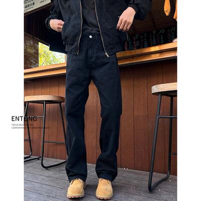 美式复古vintage做旧微喇牛仔裤