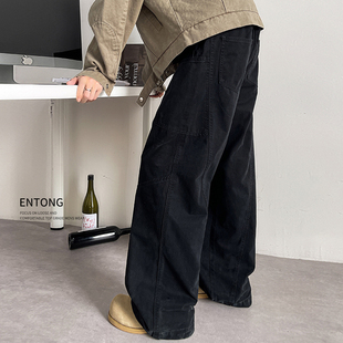 Entong美式简约拼接工装裤男款百搭个性长裤子款式直筒百搭休闲裤