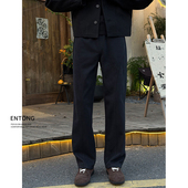 针织裤 Entong黑藏青简约百搭男士 休闲cleanfit运动大码 美式 子 卫裤