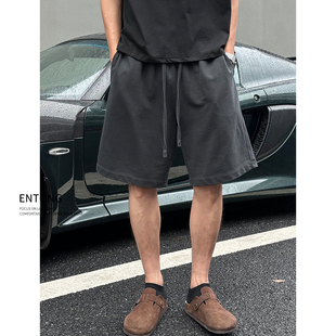 Entong美式潮牌重磅水洗休闲短裤男夏季薄款大码宽松运动五分裤子