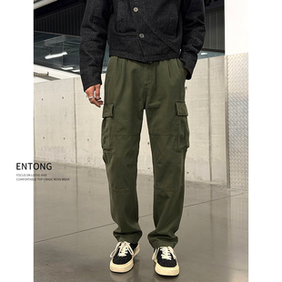 复古哈伦休闲工装 子舒适百搭长裤 裤 多口袋宽松裤 潮 男款 Entong美式