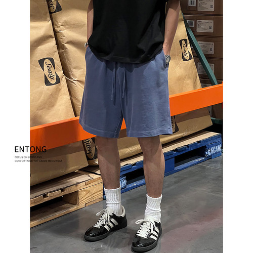 藏蓝色运动休闲短裤男款