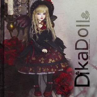 1/4BJD娃娃衣服SD4分女款娃衣DK红月欧风洋装LO裙子装+金色长卷发