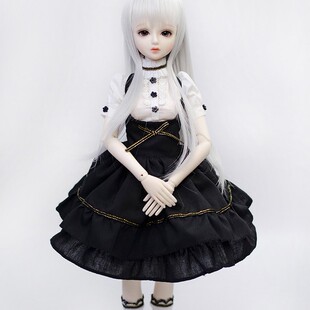 1/4BJD娃娃衣服ID官配女装SD4分娃衣 黑白连衣裙装 女仆装裙子