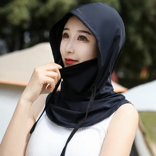 夏季女生防晒面罩帽子一体护颈全脸防紫外线骑行头套罩冰丝围脖男