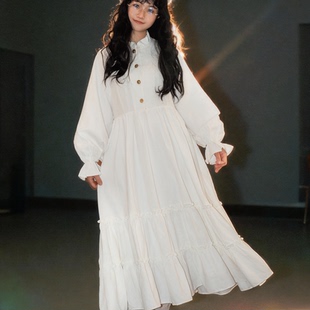 2024新款 小白裙娃娃裙白色连衣裙女秋季 长裙 法式 PINKWINK小星夜