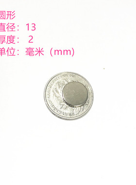 N52银色 强磁 圆形 D13*2MM 稀土永磁 磁铁 钕铁硼 吸铁石