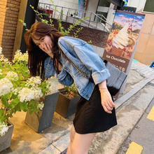 秋韩版 百搭上衣 工装 短款 bf宽松美式 休闲牛仔外套潮女2019新款