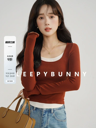 瞌睡兔 Комплект, весенний милый приталенный трикотажный лонгслив, подходит для подростков