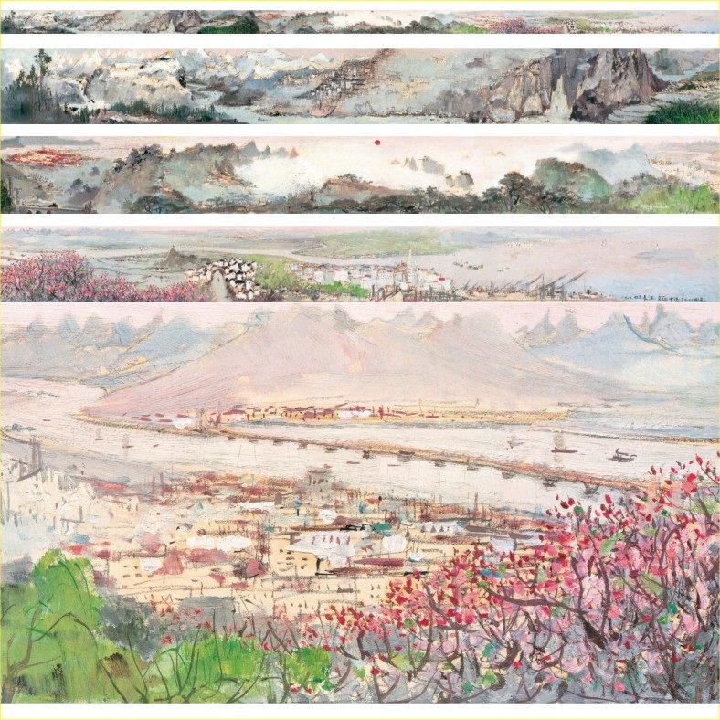 长江万里图长卷油画吴冠中风景名画设计水墨高清山水画图片素材