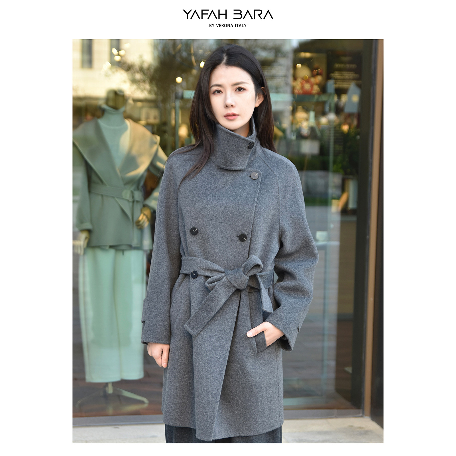 YAFAH BARA/亚菲贝拉 中款大衣 秋冬轻奢高级感毛呢外套