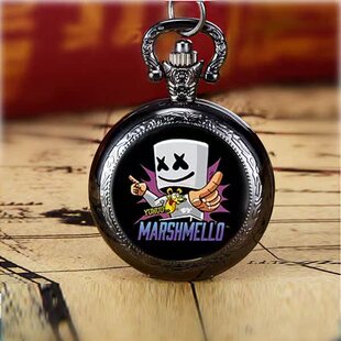Marshmello棉花糖摇滚音乐周边青少年怀表项链表创意个性礼物表