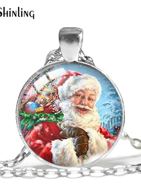 热销圣诞项链雪人时光宝石圣诞老人项链吊坠圣诞夜惊魂毛衣链
