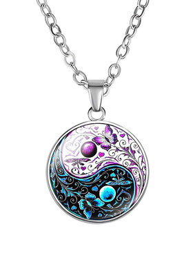 中国元素太极八卦图时光宝石吊坠项链 速卖通双十一中国特色馆