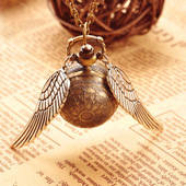 哈利波特金色飞贼翻盖复古怀表项链女孩学生儿童男小型吊坠石英表