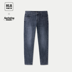 HLA/海澜之家微弹水洗牛仔裤秋季新款时尚休闲刺绣宽松裤子男士