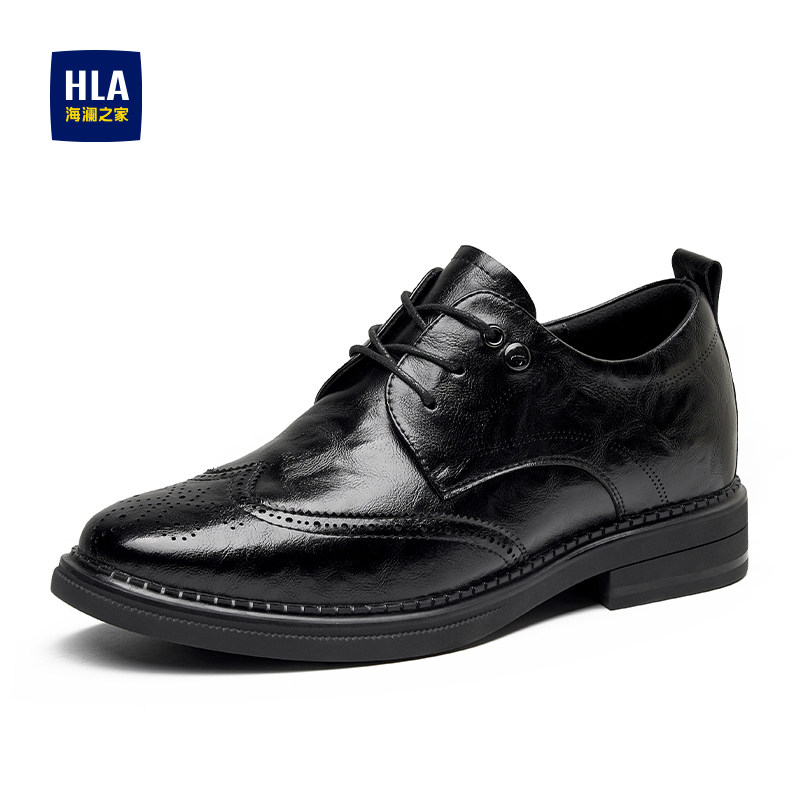 HLA/海澜之家男鞋26年新款商务皮鞋时尚布洛克增高皮鞋结婚鞋