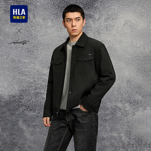 暗纹肌理保暖外套男 棉服25秋冬新时尚 HLA 海澜之家轻商务翻领工装