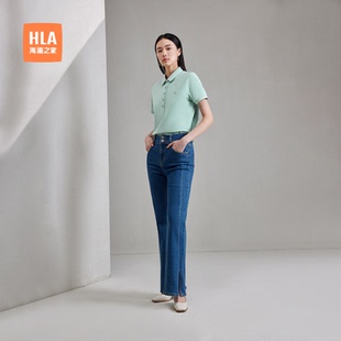 通勤职业刺绣上衣女装 HLA 夏新款 海澜之家商务休闲直筒短袖 POLO衫