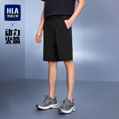 海澜之家刺绣梭织五分休闲中裤男