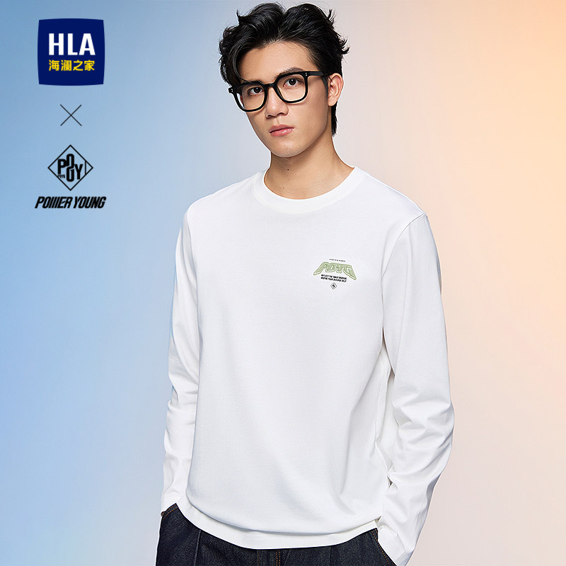 HLA/海澜之家POWER YOUNG系列长袖T恤26春夏新圆领