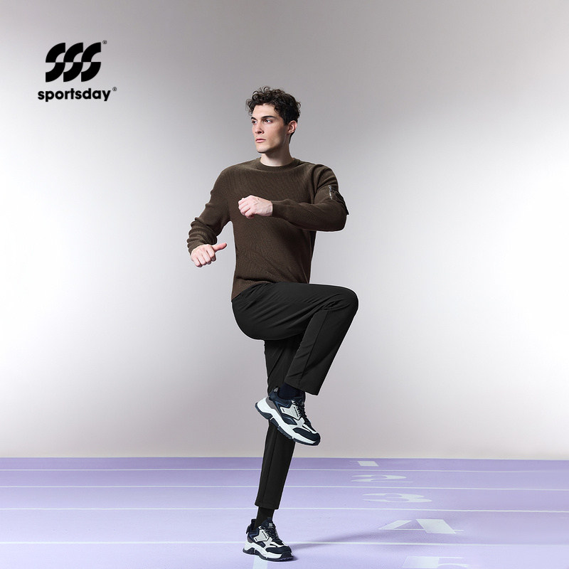 运动sportsday针织衫24秋冬新款圆领纯色服帖毛衣男