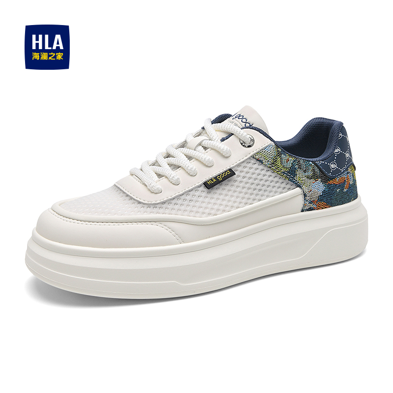 HLA/海澜之家男鞋新款秋夏潮流拼接厚底板鞋百搭增高耐磨休闲鞋男