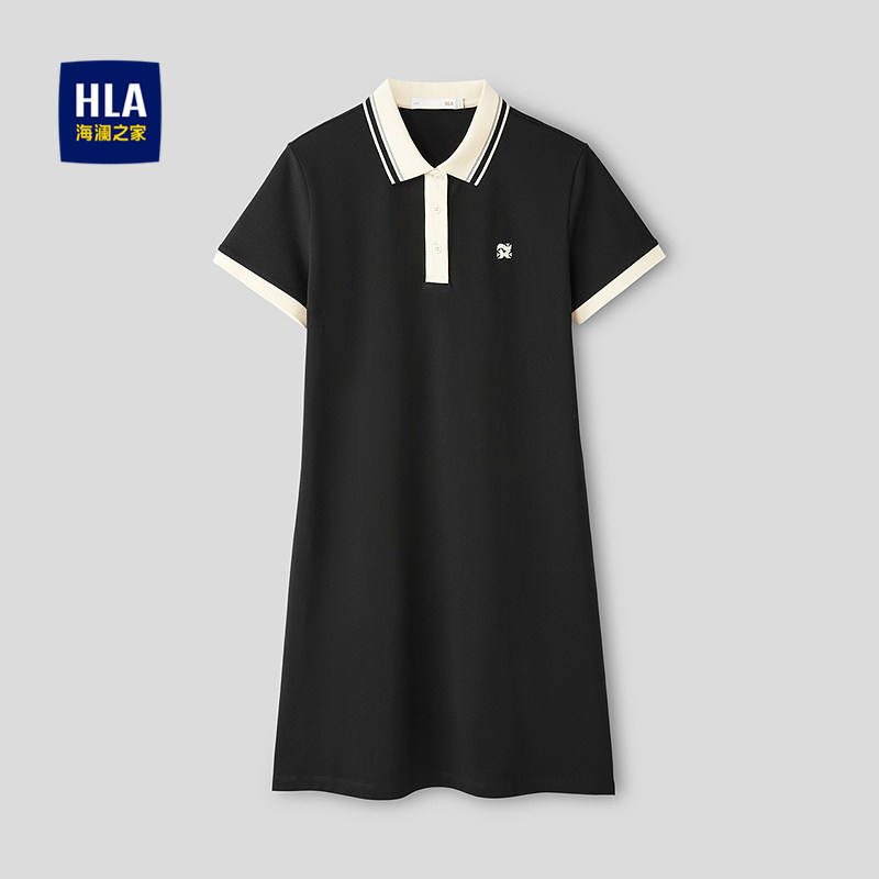 HLA/海澜之家休闲POLO裙2026春夏新撞色扁机领时尚印绣花裙子女装,女装/女士精品,连衣裙,淘宝优惠券,粉丝福利购,淘宝优惠卷