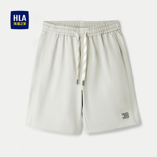 撞色刺绣洗水弹力短裤 春夏时尚 男 海澜之家抽绳系带休闲中裤 HLA