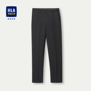 HLA/海澜之家商务仿毛西裤2023秋季新款弹力松紧腰通勤拉链裤子男