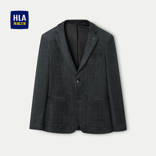 HLA 通勤风外套男 海澜之家胸针点缀休闲西服25秋冬新平驳领修身