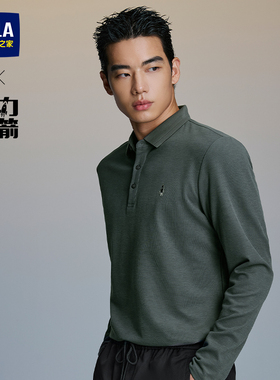 HLA/海澜之家运动动力火箭长袖POLO25秋季新款加绒加厚印花上衣男