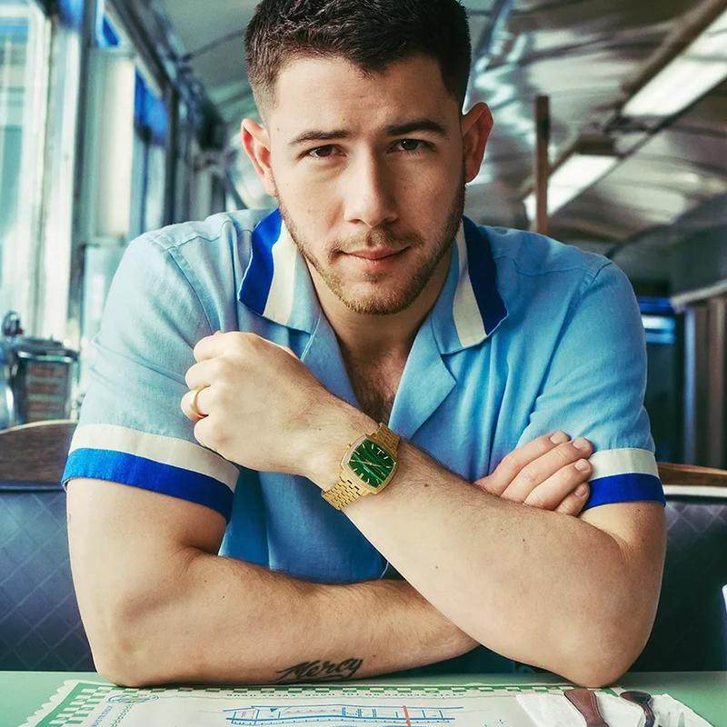 代购 Fossil  LE1217 Nick Jonas x  孔雀石方形复古联名中性手表