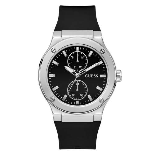 代购GUESS男士腕表日期显示星期显示多功能双显黑色硅胶带金属壳