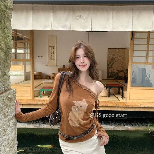 GS.GOOD START-26秋上新韩系甜美少女感印花休闲小衫长袖女6157W