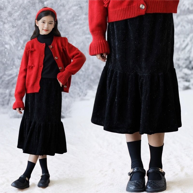 女童半身裙秋冬新款中大童洋气加厚雪尼尔鱼尾裙亲子装加绒长裙子,童装/婴儿装/亲子装,半身裙,淘宝优惠券,粉丝福利购,淘宝优惠卷