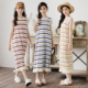 2026夏季 女童无袖 度假风条纹背心连衣裙小个子流苏显瘦T恤长裙子