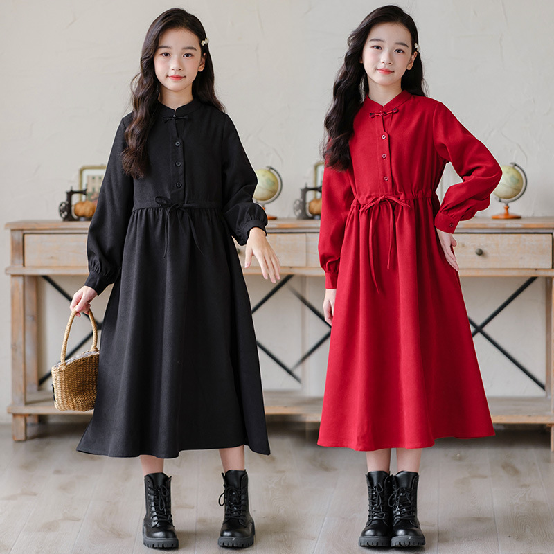 女童连衣裙新中式拜年服洋气秋冬