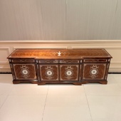 戴维斯亚历山大进口版 实木电视柜贝壳镶嵌钢琴漆影视柜柜门可伸缩