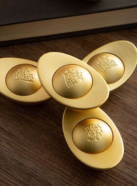 黄铜元宝转转摆件可转动招财进宝家居玄关聚宝盆装饰送礼礼品铜钱