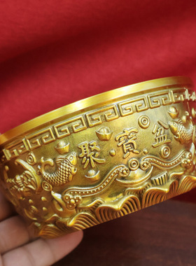 黄铜聚泰聚宝盆摆件家居招财纳福摆件大号全铜盆店铺财位开业礼品