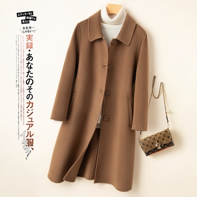 羊毛双面呢中长款简约百搭外套