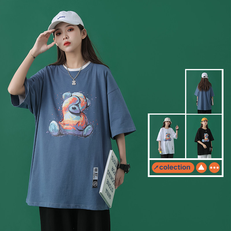 纯棉短袖中性风夏季休闲宽松圆领多色T恤XZ304B-T3513P35,女装T恤,星座302B-1
