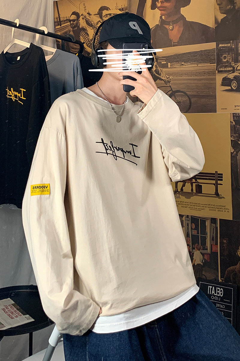 秋季新款港风多色宽松百搭ins潮牌休闲长袖T恤XZ304B-T0405P25,男装T恤,星座302B-1