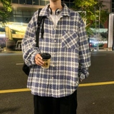 秋季男士外套宽松潮流休闲港风格子夹克XZ302-1-JK23111P60，男装夹克，星座302B-1