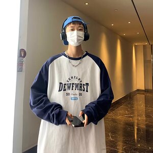 23春秋季长袖男宽松内搭黑白拼色男士打底体恤衫XZ304B-T3538P40图片