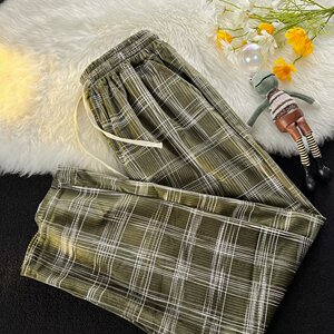 青春流行长裤男时尚潮牌高腰原宿格子微弹休闲裤XZ304B-K528P38图片