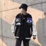 美式棒球服高街学院风痞帅字母情侣款日系夹克XZ302B-1-JK666P76，男装夹克，星座302B-1